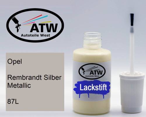 Opel, Rembrandt Silber Metallic, 87L: 20ml Lackstift, von ATW Autoteile West.
